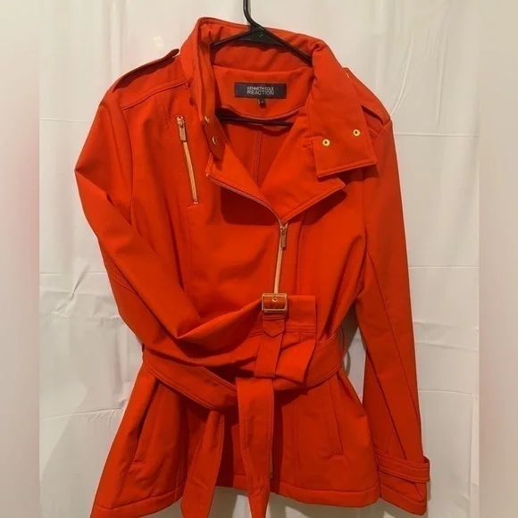 KENNETH COLE REACTION Red with gold zipper long sleeve jacket, size L - Picture 6 of 6